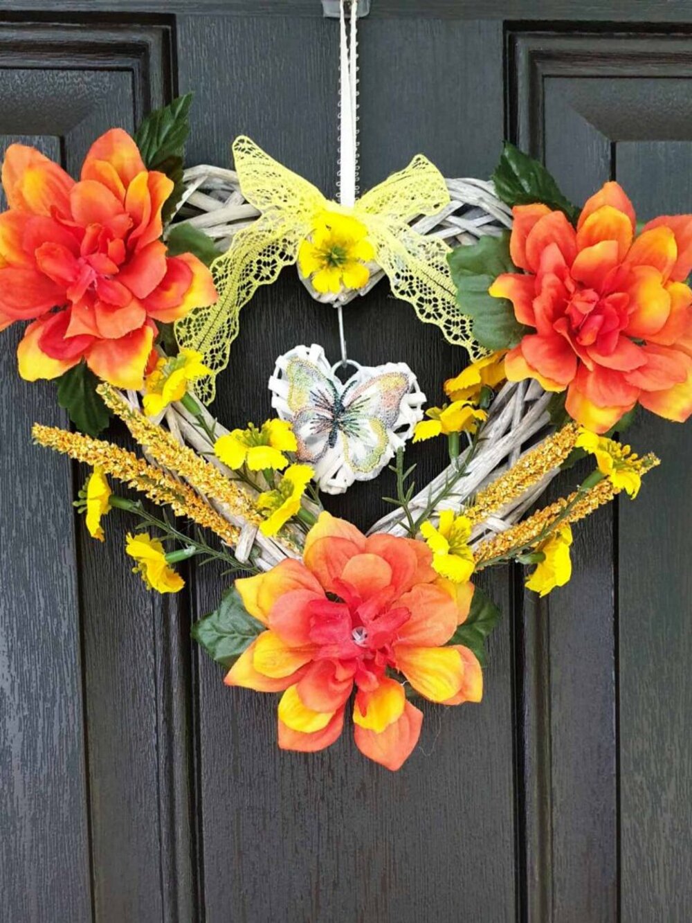 Sunflowers Fall Wreath Sign Thanksgiving Heart Sign Home Office Door Wall Decor